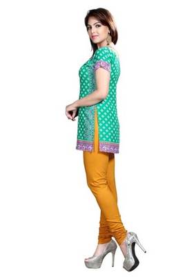 Green american crepe printed kurti 3