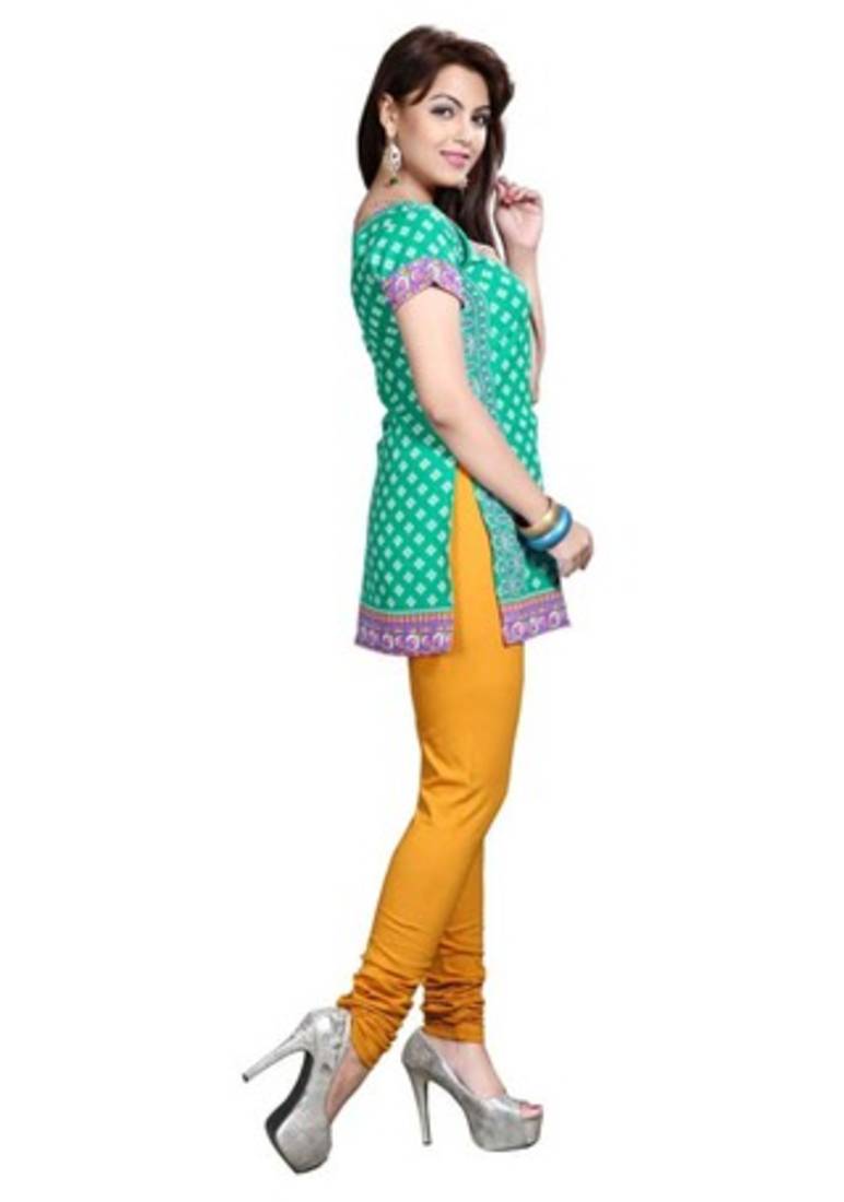 Green american crepe printed kurti