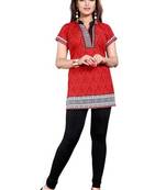 Red american crepe printed kurti