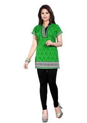 Green american crepe printed kurti 1