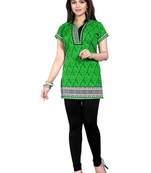 Green american crepe printed kurti