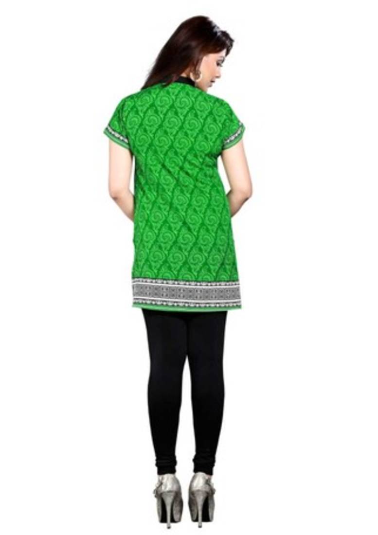 Green american crepe printed kurti