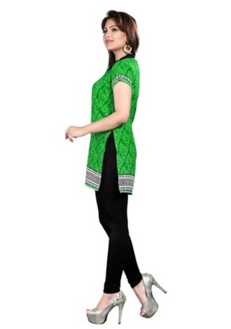 Green american crepe printed kurti