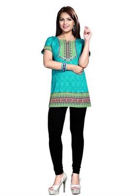Blue american crepe printed kurti 1