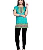 Blue american crepe printed kurti