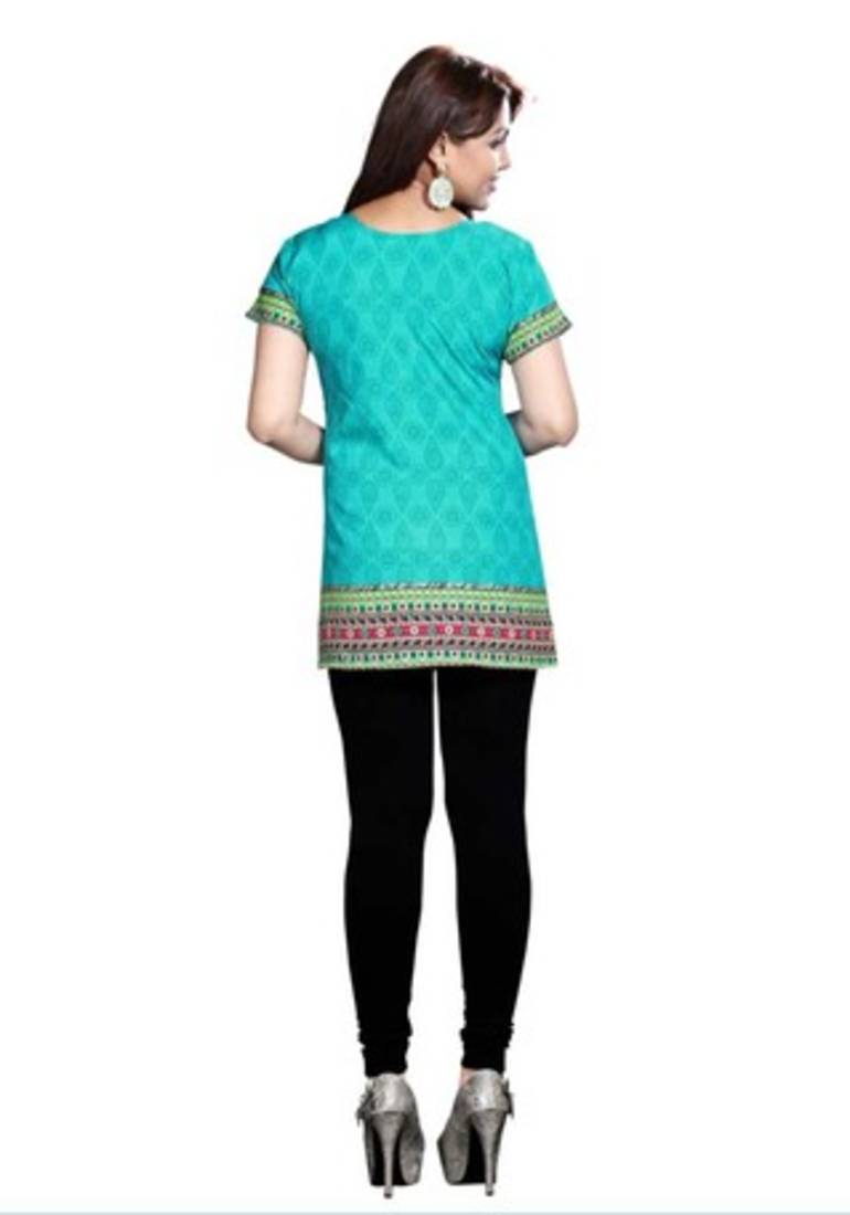 Blue american crepe printed kurti