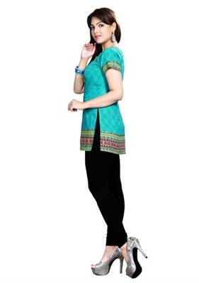 Blue american crepe printed kurti 3
