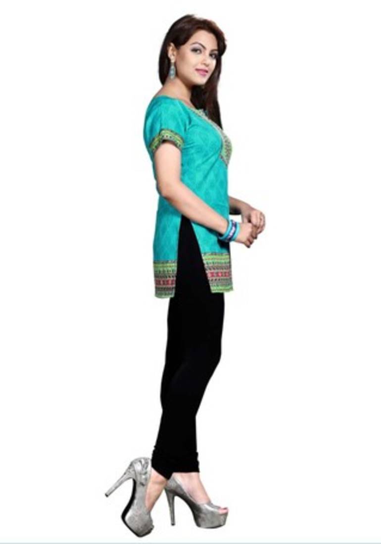 Blue american crepe printed kurti