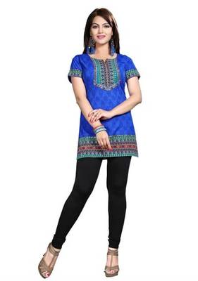 Blue american crepe printed kurti 1