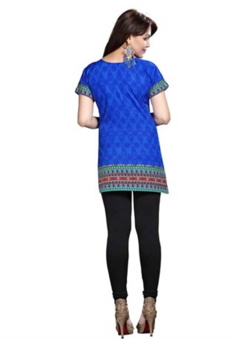 Blue american crepe printed kurti