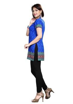 Blue american crepe printed kurti 3