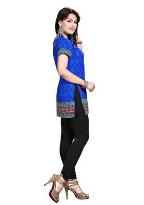 Blue american crepe printed kurti 4