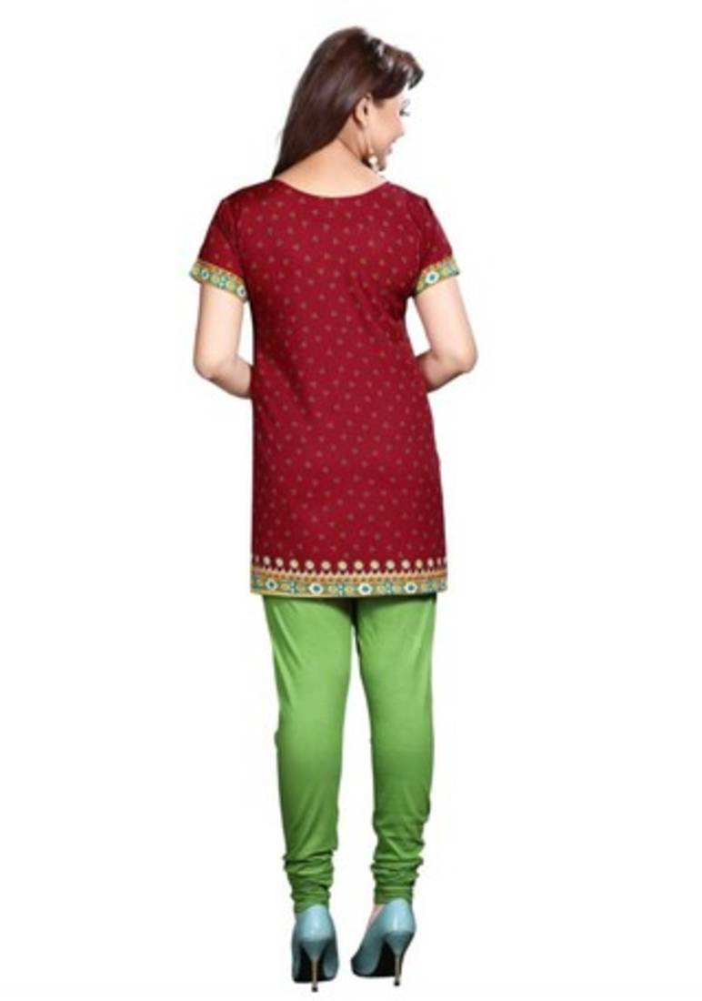 Red american crepe printed kurti