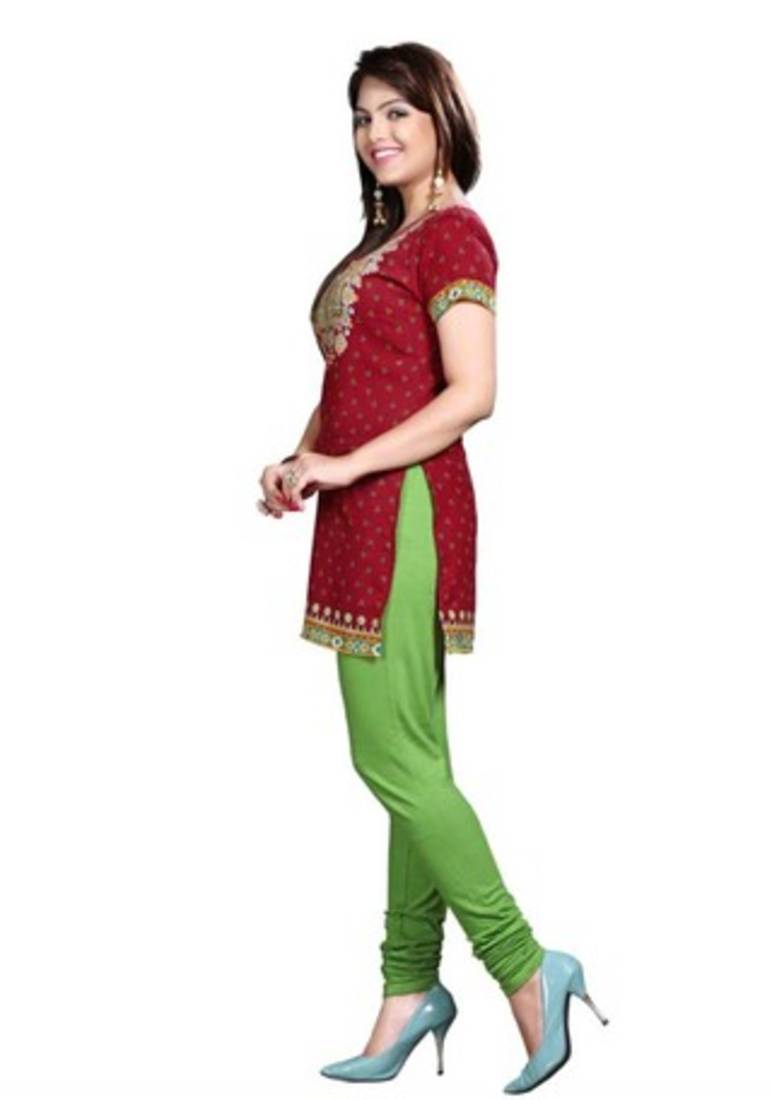 Red american crepe printed kurti