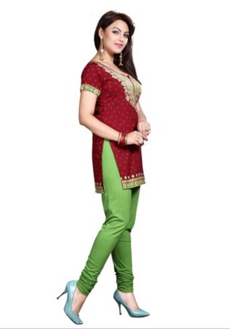 Red american crepe printed kurti