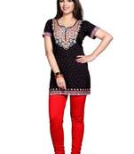 Black american crepe printed kurti