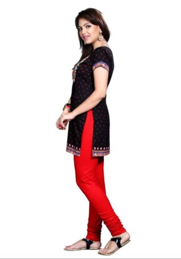Black american crepe printed kurti