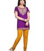 Purple american crepe printed kurti