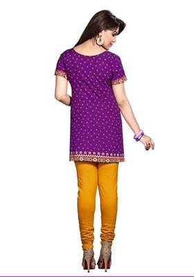 Purple american crepe printed kurti 2