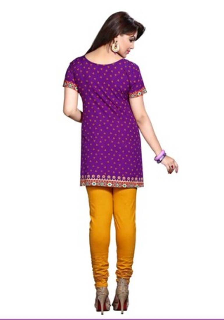 Purple american crepe printed kurti