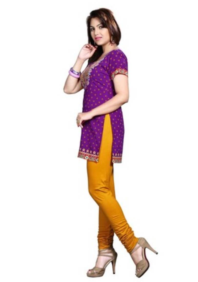 Purple american crepe printed kurti