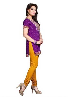 Purple american crepe printed kurti 4