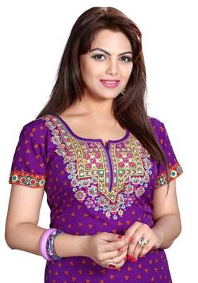 Purple american crepe printed kurti 5