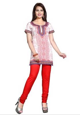 White american crepe printed kurti 1