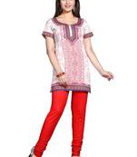 White american crepe printed kurti
