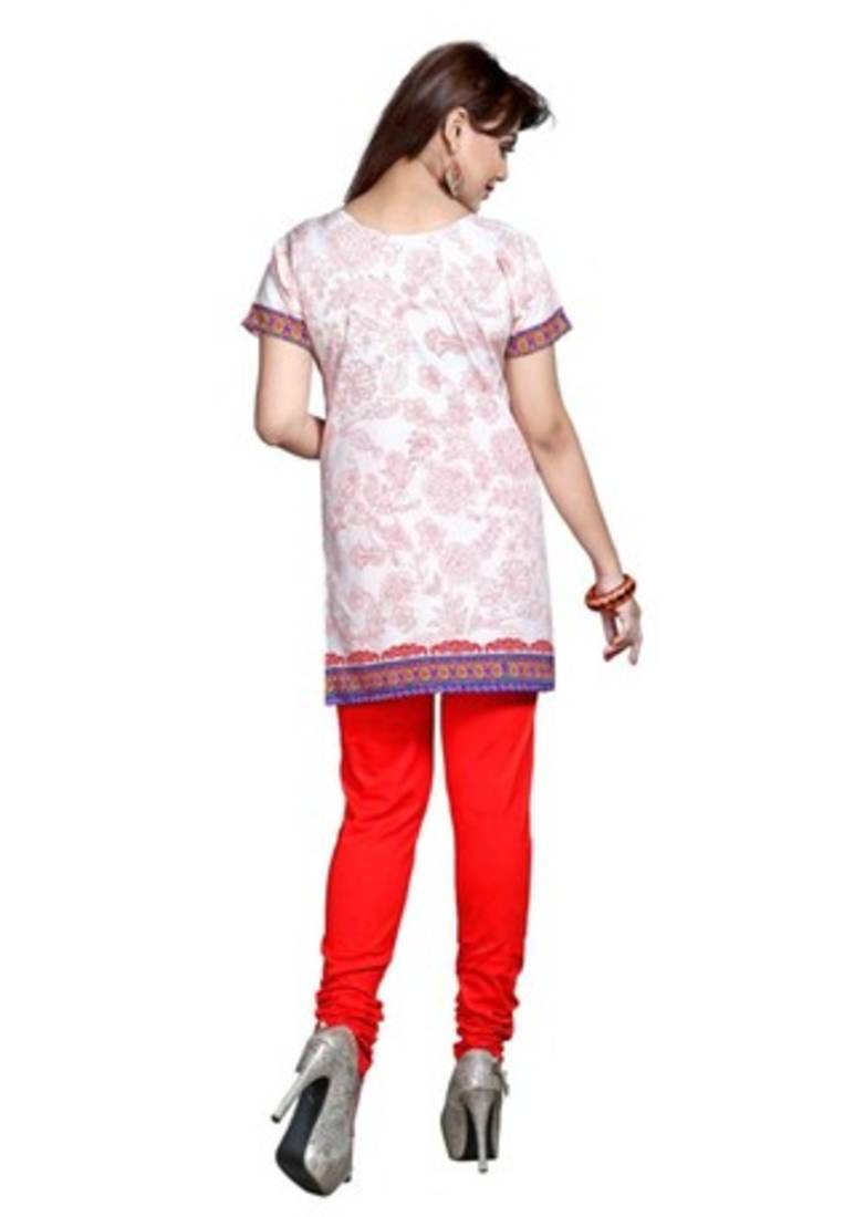 White american crepe printed kurti