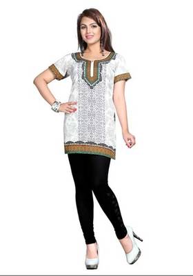 White american crepe printed kurti 1