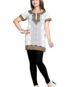 White american crepe printed kurti