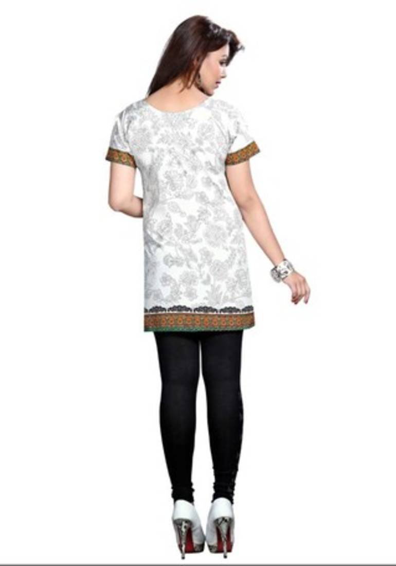 White american crepe printed kurti