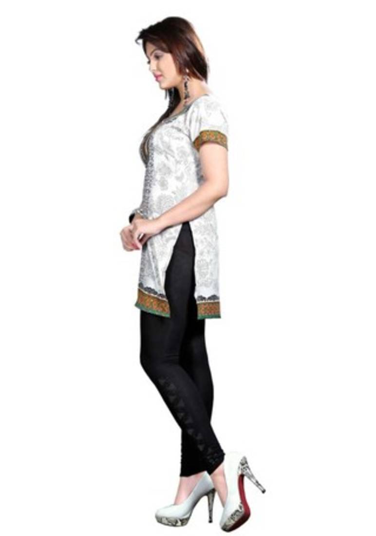 White american crepe printed kurti