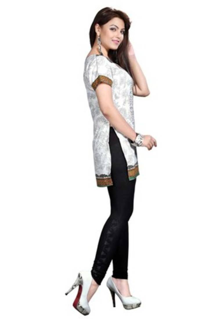 White american crepe printed kurti