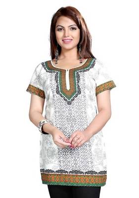 White american crepe printed kurti 5