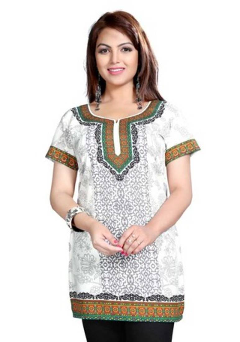 White american crepe printed kurti