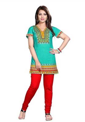 Green american crepe printed kurti 1