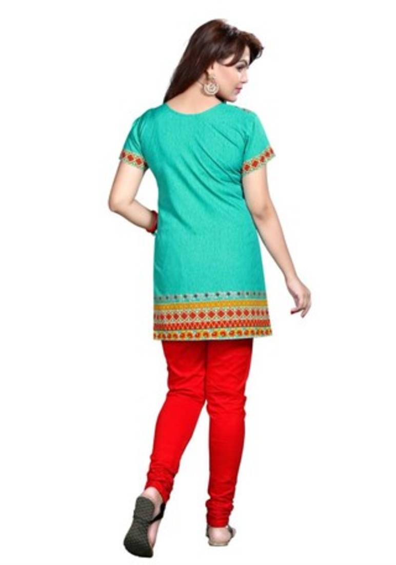 Green american crepe printed kurti