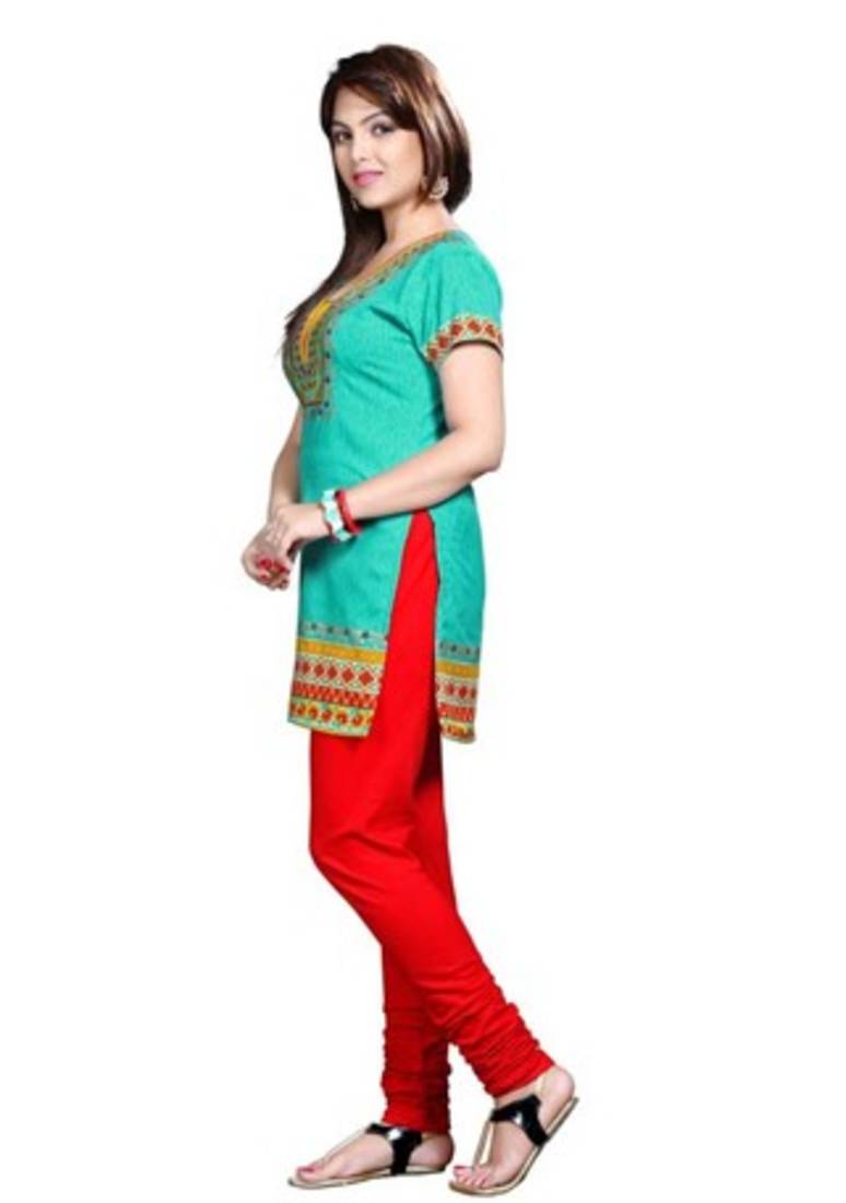 Green american crepe printed kurti