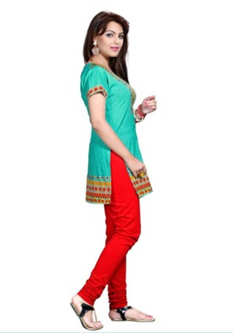 Green american crepe printed kurti