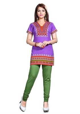 Purple american crepe printed kurti 1