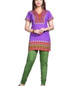 Purple american crepe printed kurti