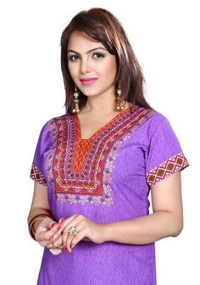 Purple american crepe printed kurti 5