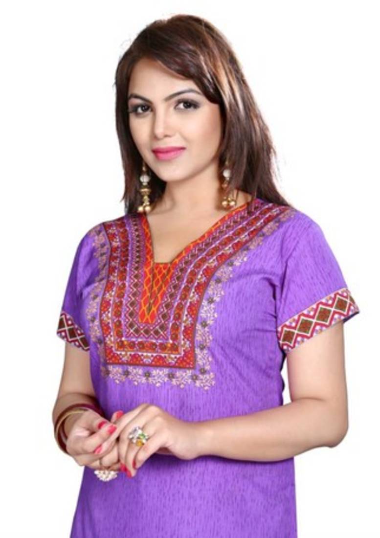 Purple american crepe printed kurti