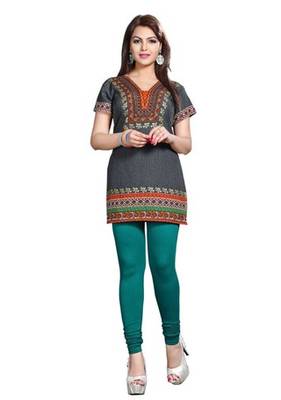 Grey american crepe printed kurti 1