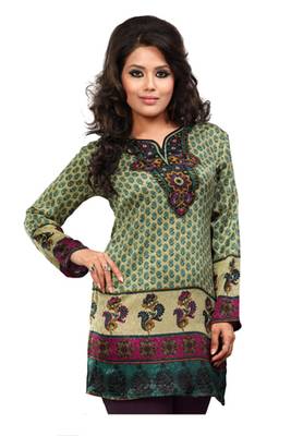 Multicolor french jacquard printed kurti 1