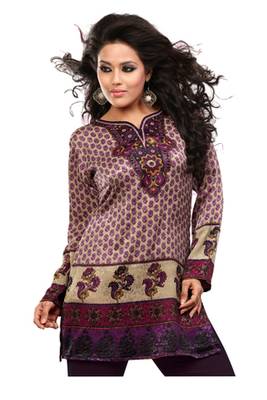 Multicolor french jacquard printed kurti 1