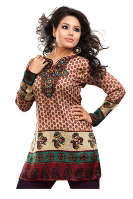Multicolor french jacquard printed kurti 1