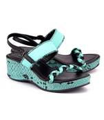 Celeste blue genuine leather footwear